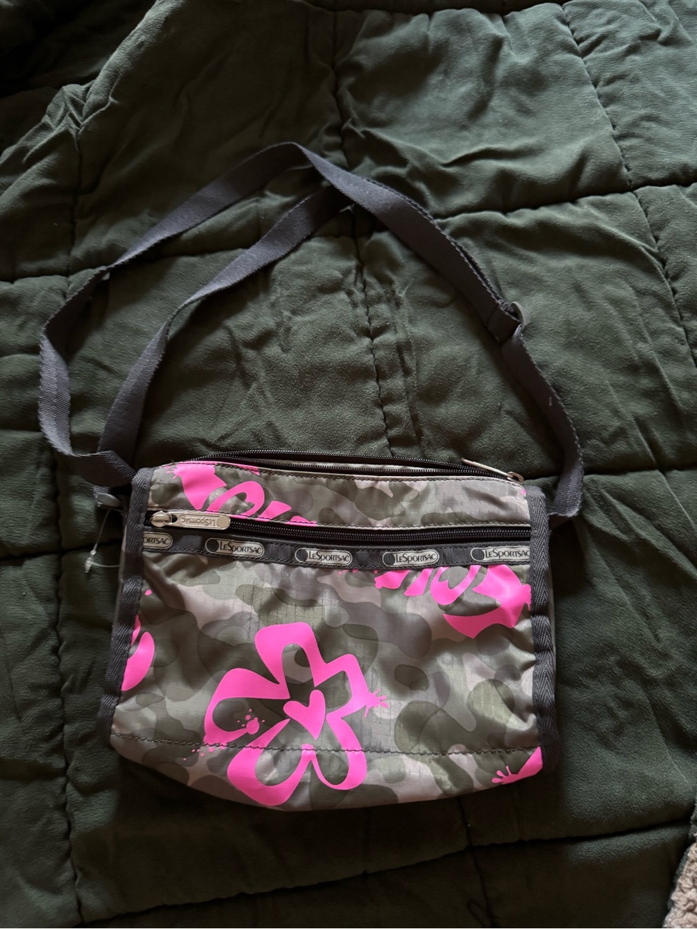 Lesportsac Pink Floral Camo Crossbody Bag